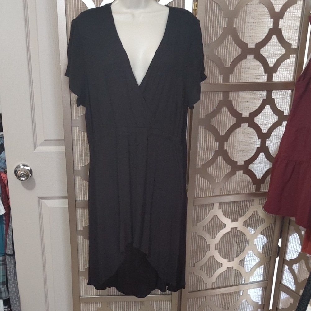 Torrid Black Flutter Sleeve V-Neck Sheath Dress